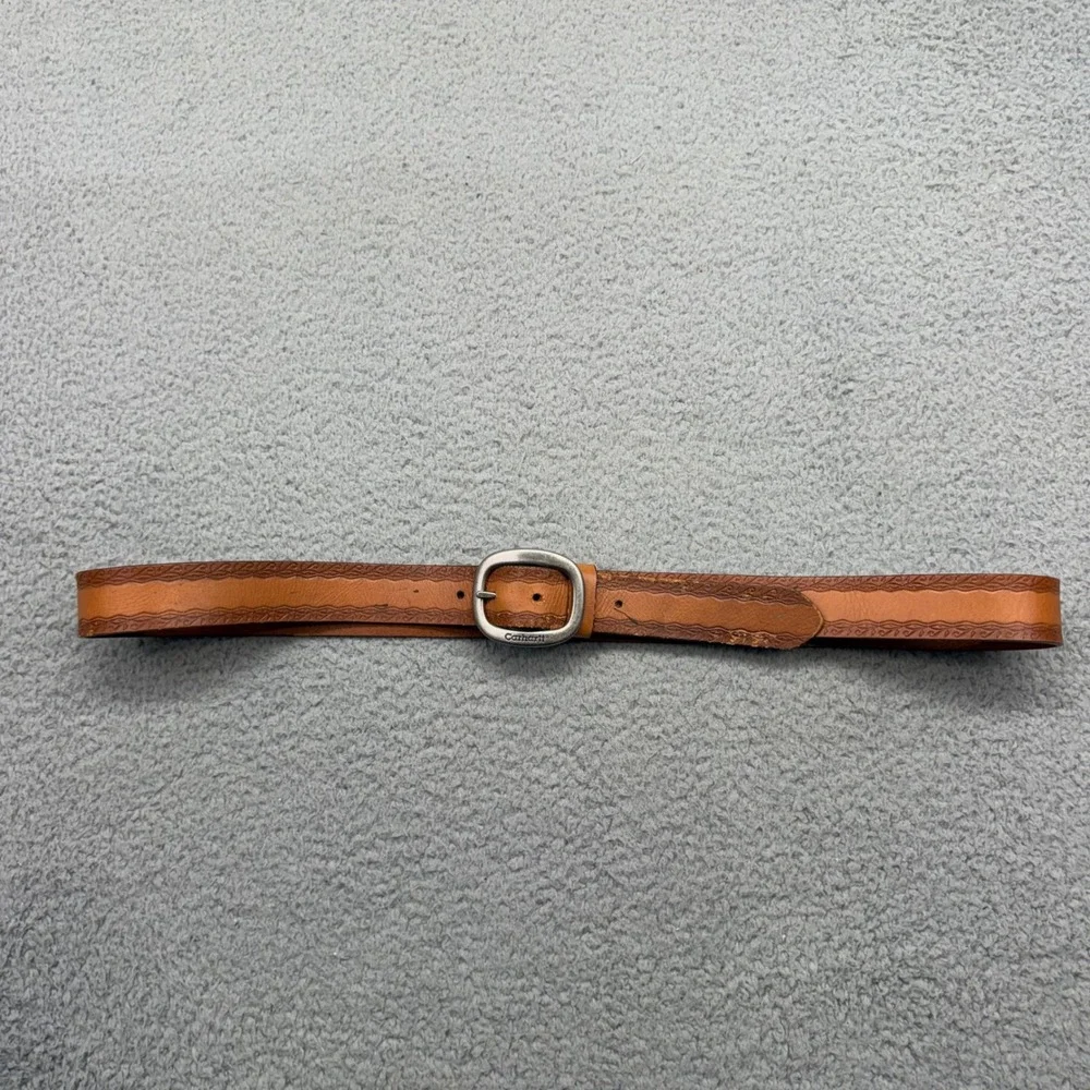 Carhartt WA017 Mens XXL Sz. 44-46 Tan Brown Nubuck Leather Embossed Western Belt